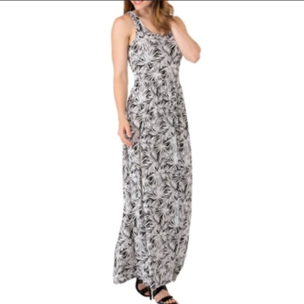 Michael Kors Pompano Palm Leaf Back Twist Maxi